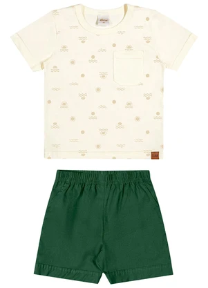Elian - Conjunto Curto Infantil Menino Sol Bege - ELIAN
