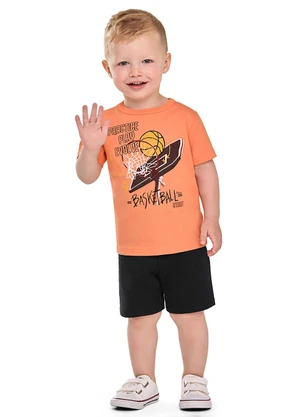 Elian - Conjunto Curto Infantil Menino Sport Laranja - ELIAN