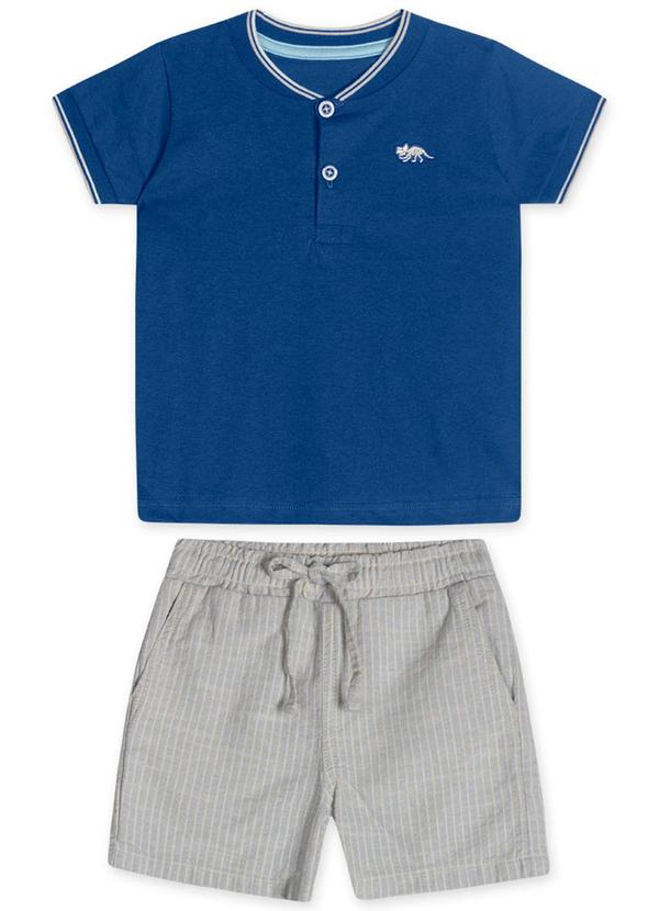 Marisol - Conjunto Curto Linho Masculino Azul