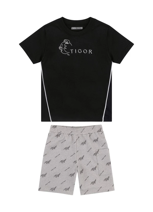 Tigor T Tigre - Conjunto Curto Menino Preto