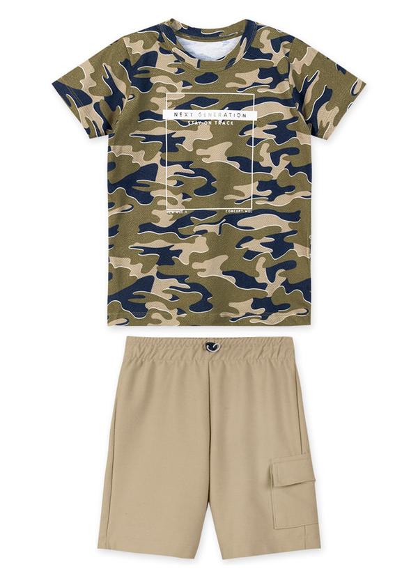 Marisol - Conjunto Curto Militar Infantil Verde 1