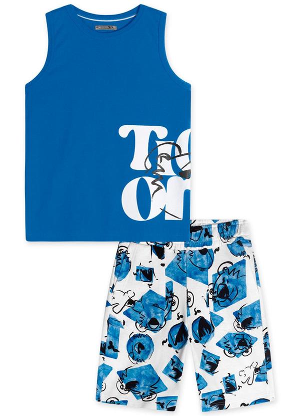 Tigor T Tigre - Conjunto Curto Moletom Masculino Azul