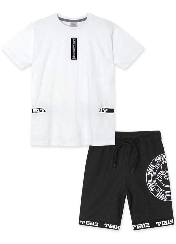 Tigor T Tigre - Conjunto Curto Moletom Menino Branco