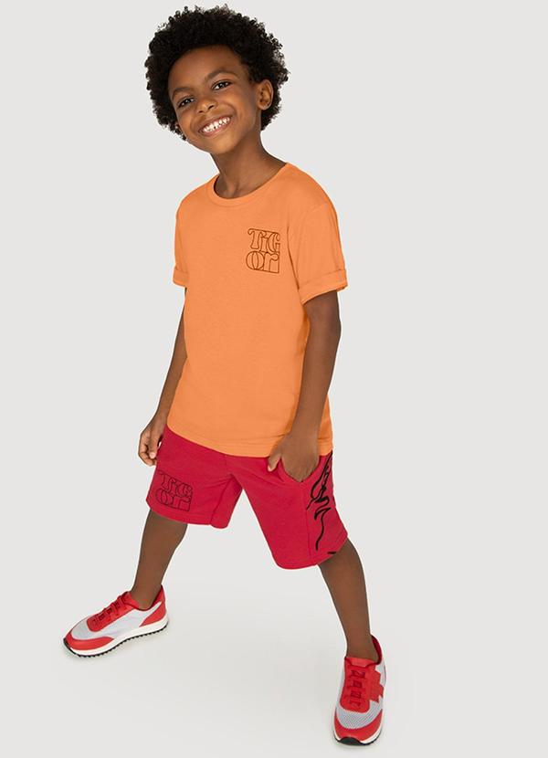 Tigor T Tigre - Conjunto Curto Moletom Menino Laranja