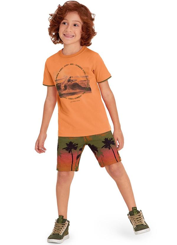 Marisol - Conjunto Curto Moletom Menino Laranja