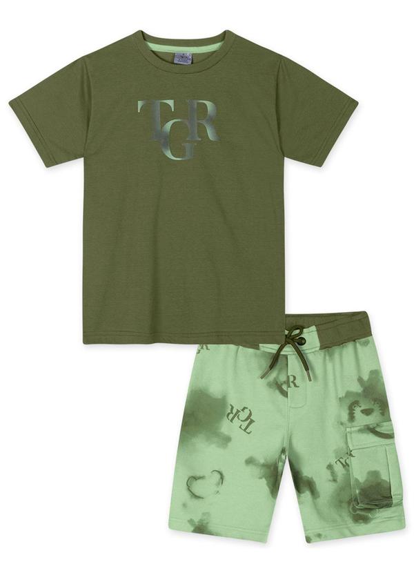Tigor T Tigre - Conjunto Curto Moletom Menino Verde 2