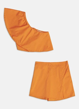 Authoria - Conjunto de Alfaiataria com Babados Laranja - AUTHORIA