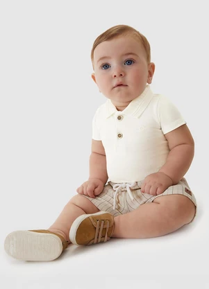 Carinhoso - Conjunto de Body com Bermuda Menino Off White - CARINHOSO