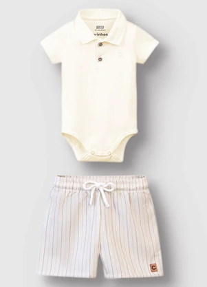 Carinhoso - Conjunto de Body com Bermuda Menino Off White - CARINHOSO