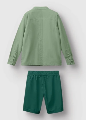 Carinhoso - Conjunto de Camisa Bordada Menino Verde Menta - CARINHOSO