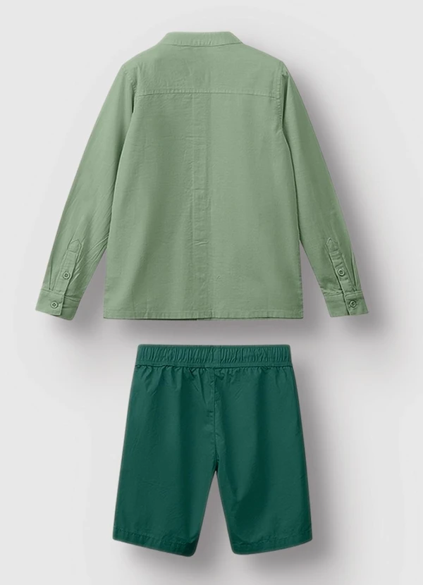 Carinhoso - Conjunto de Camisa Bordada Menino Verde Menta 2