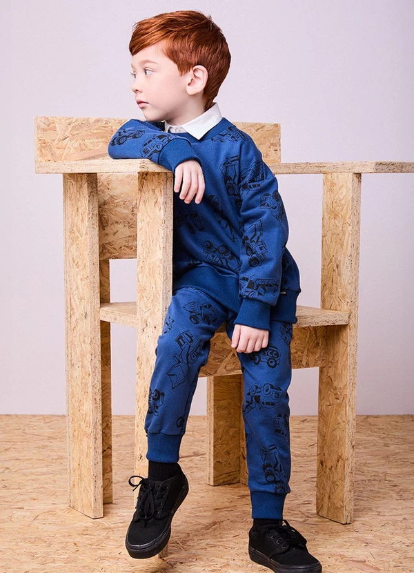 Youccie - Conjunto de Moletom Estampa de Caminhões Marinho 3