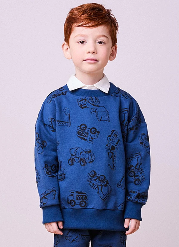 Youccie - Conjunto de Moletom Estampa de Caminhões Marinho 4