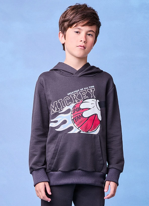 Youccie - Conjunto de Moletom Grafite do Mickey Cinza