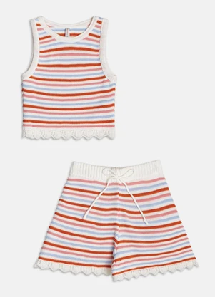Authoria - Conjunto de Tricot Listrado  Multi Colorido - AUTHORIA