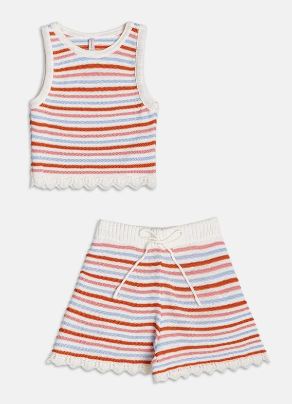 Authoria - Conjunto de Tricot Listrado Multi Colorido