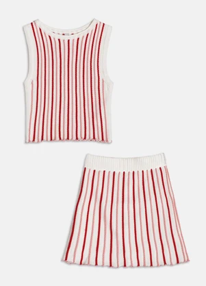 Authoria - Conjunto de Tricot Listrado  Vermelho - AUTHORIA