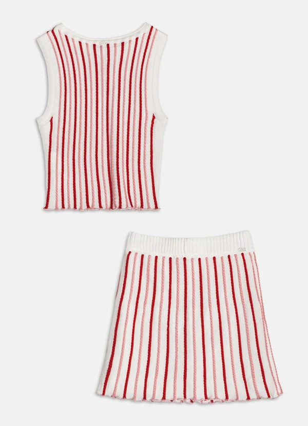 Authoria - Conjunto de Tricot Listrado  Vermelho 2