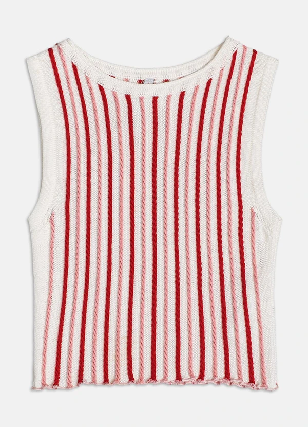 Authoria - Conjunto de Tricot Listrado  Vermelho 3