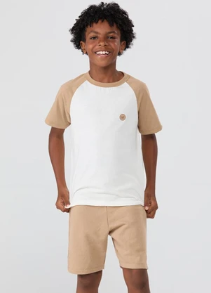 Vida Costeira - Conjunto de Verão Raglan e Aplique Bege - VIDA COSTEIRA