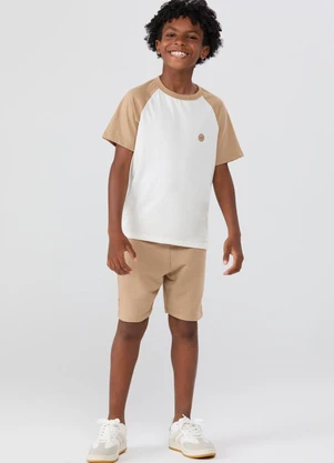 Vida Costeira - Conjunto de Verão Raglan e Aplique Bege - VIDA COSTEIRA