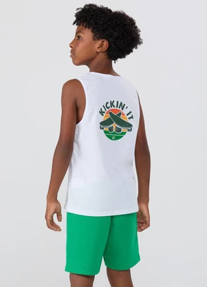 Vida Costeira - Conjunto de Verão Regata e Shorts Skate Branco - VIDA COSTEIRA