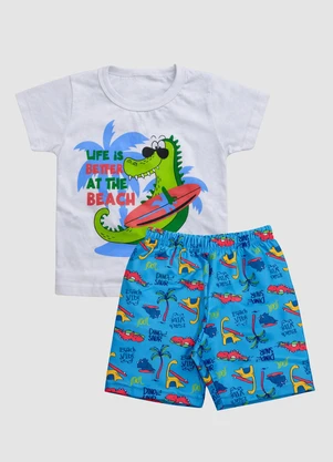 Turminha - Conjunto Dino Beach Branco - TURMINHA