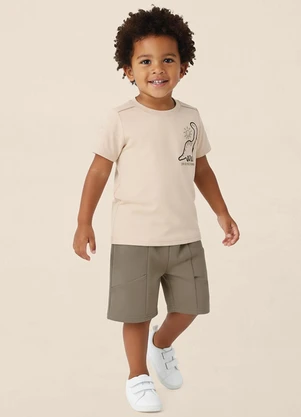 Malwee Kids - Conjunto Dino Bordado Bege - MALWEE KIDS