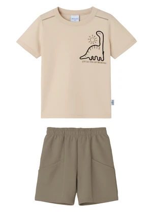 Malwee Kids - Conjunto Dino Bordado Bege - MALWEE KIDS