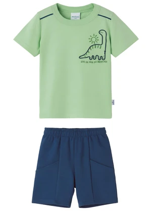 Malwee Kids - Conjunto Dino Bordado Verde Água - MALWEE KIDS