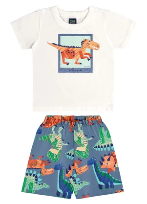 Bee Loop - Conjunto Dino Camiseta Bermuda Bege - BEE LOOP