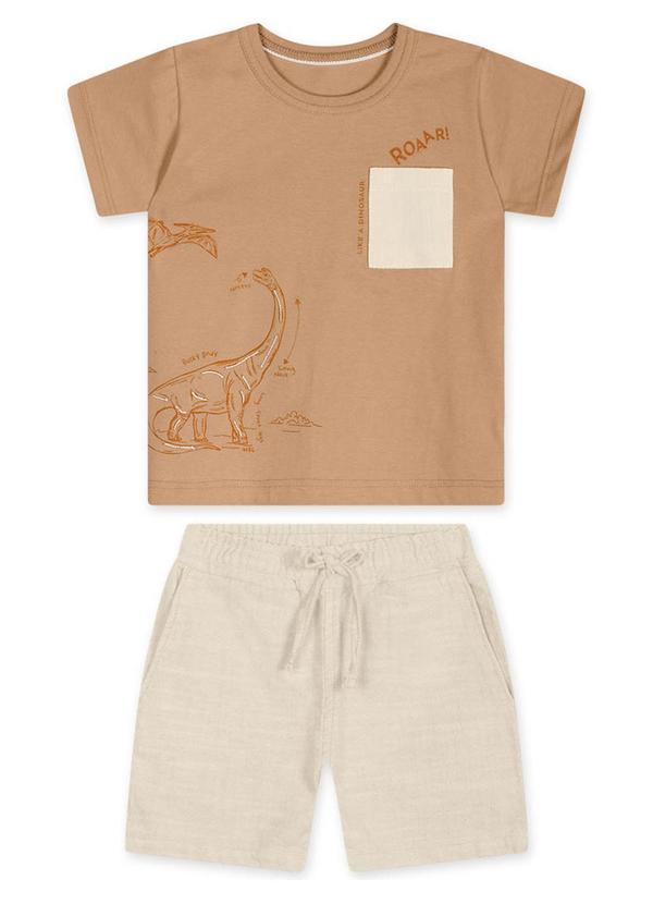 Marisol - Conjunto Dino Curto Infantil Masculino Marrom
