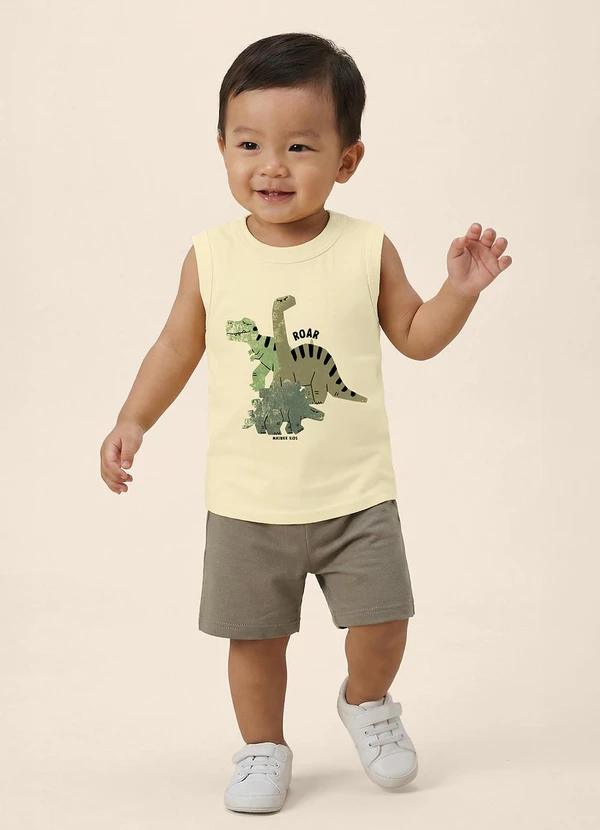 Malwee Kids - Conjunto Dinos Roar Amarelo Claro