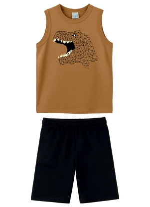 Malwee Kids - Conjunto Dinossauro em Moletinho Caramelo - MALWEE KIDS