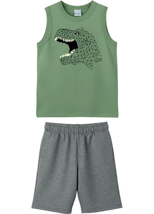 Malwee Kids - Conjunto Dinossauro em Moletinho Verde Menta - MALWEE KIDS