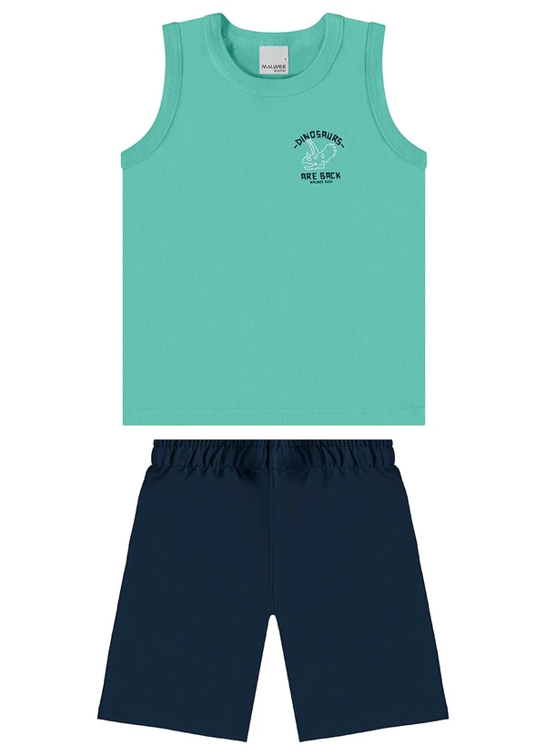 Malwee Kids - Conjunto Dinossauro Verde Turquesa