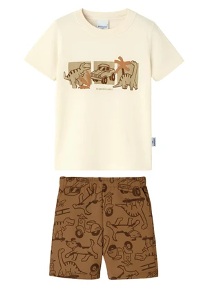 Malwee Kids - Conjunto Dinossauros em Moletinho Off White - MALWEE KIDS