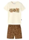 Malwee Kids - Conjunto Dinossauros em Moletinho Azul Escuro - variação: Off White