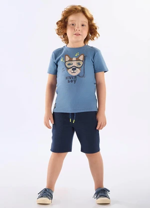 Up Baby - Conjunto Diver Boy Camiseta Bermuda Azul - UP BABY