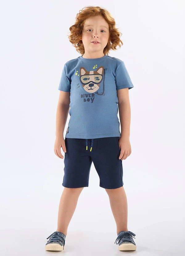Up Baby - Conjunto Diver Boy Camiseta Bermuda Azul 1
