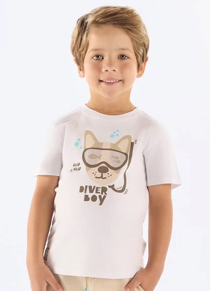 Up Baby - Conjunto Diver Boy Camiseta Bermuda Branco - UP BABY
