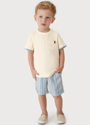 Carinhoso - Conjunto em Linho Listrado Azul Claro - CARINHOSO