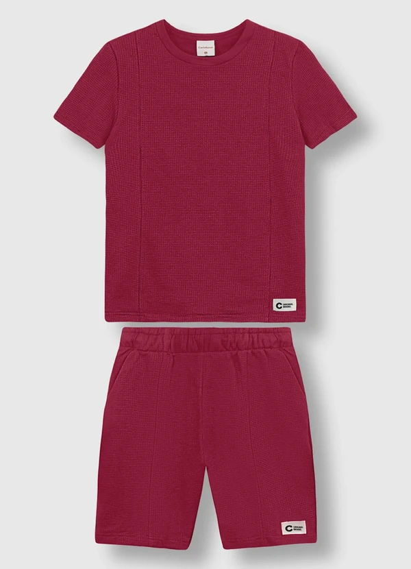 Carinhoso - Conjunto em Malha Texturizada Vermelho