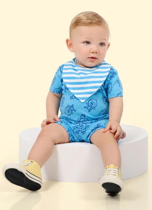 Galinha Pintadinha - Conjunto em Meia Malha Azul - GALINHA PINTADINHA