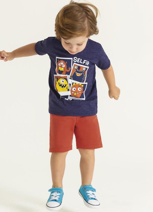 Cativa Kids - Conjunto em Meia Malha Estampado Azul