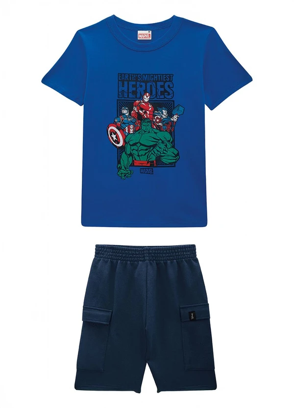 Malwee Kids - Conjunto em Moletinho The Avengers® Azul Royal