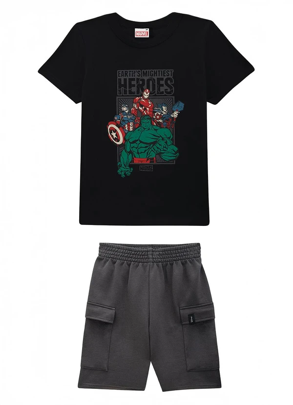 Malwee Kids - Conjunto em Moletinho The Avengers® Preto