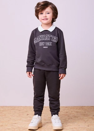 Youccie - Conjunto em Moletom Grafite Escuro Marrom - YOUCCIE