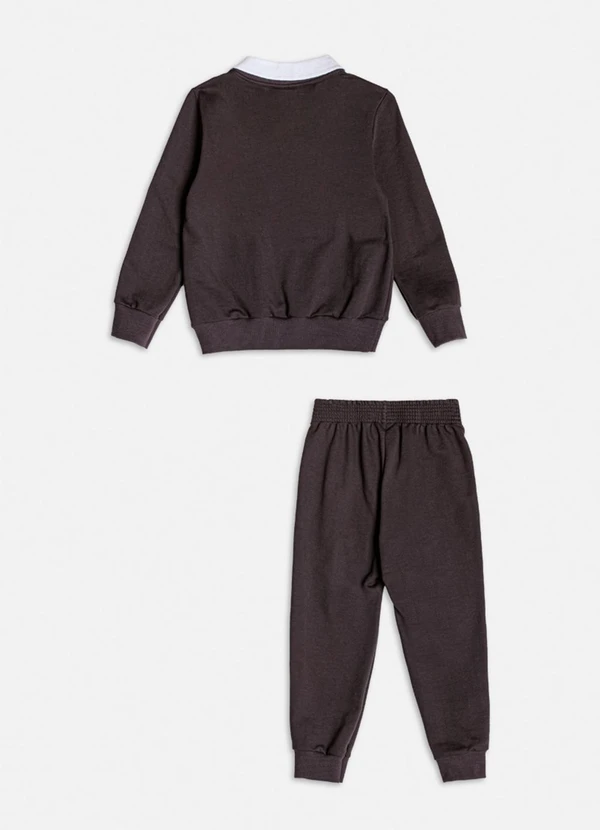 Youccie - Conjunto em Moletom Grafite Escuro Marrom 4