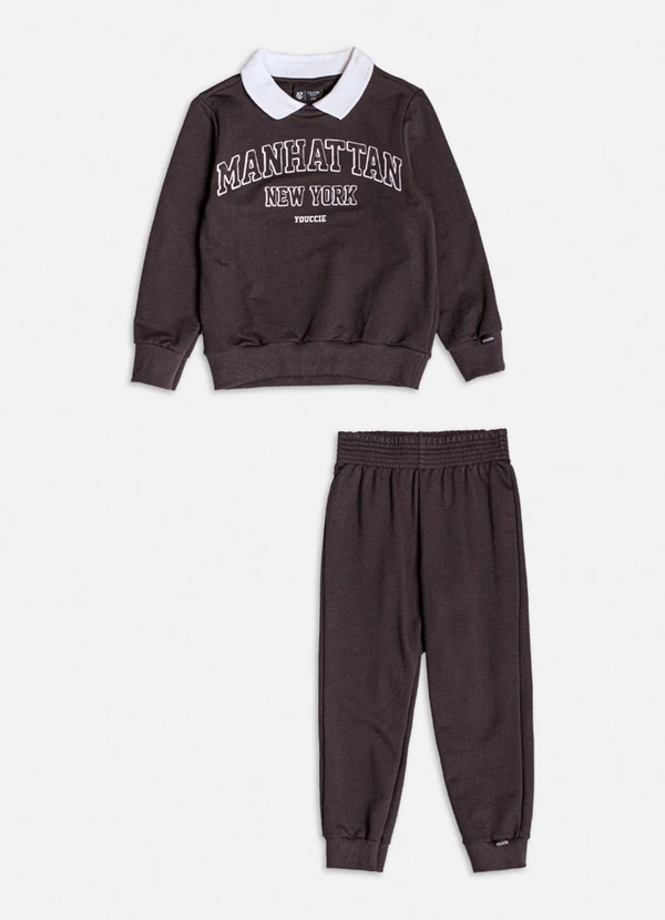 Youccie - Conjunto em Moletom Grafite Escuro Marrom 5